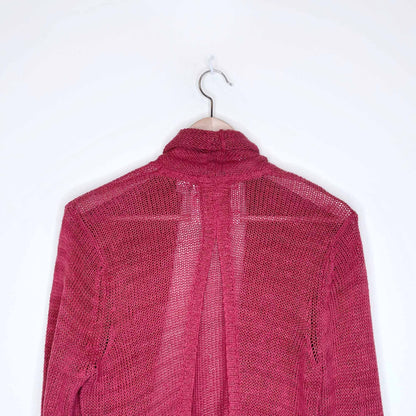 angel of the north red linen open cardigan sweater - size medium