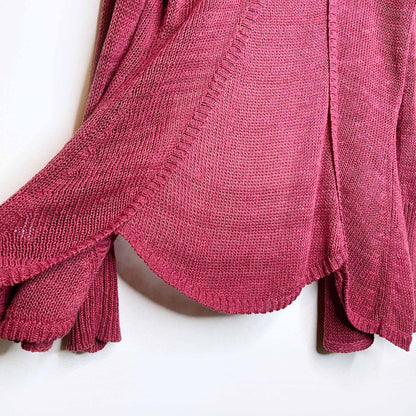 angel of the north red linen open cardigan sweater - size medium