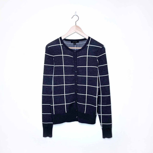 ann taylor wool-blend windowpane cardigan - size xs