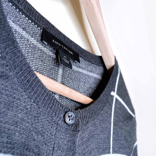 ann taylor wool-blend windowpane cardigan - size xs