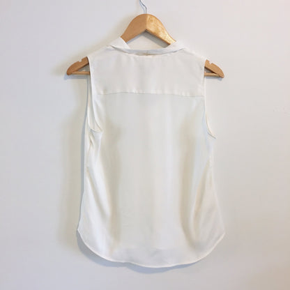 Ann Taylor Petite White Sleeveless Blouse - size Small