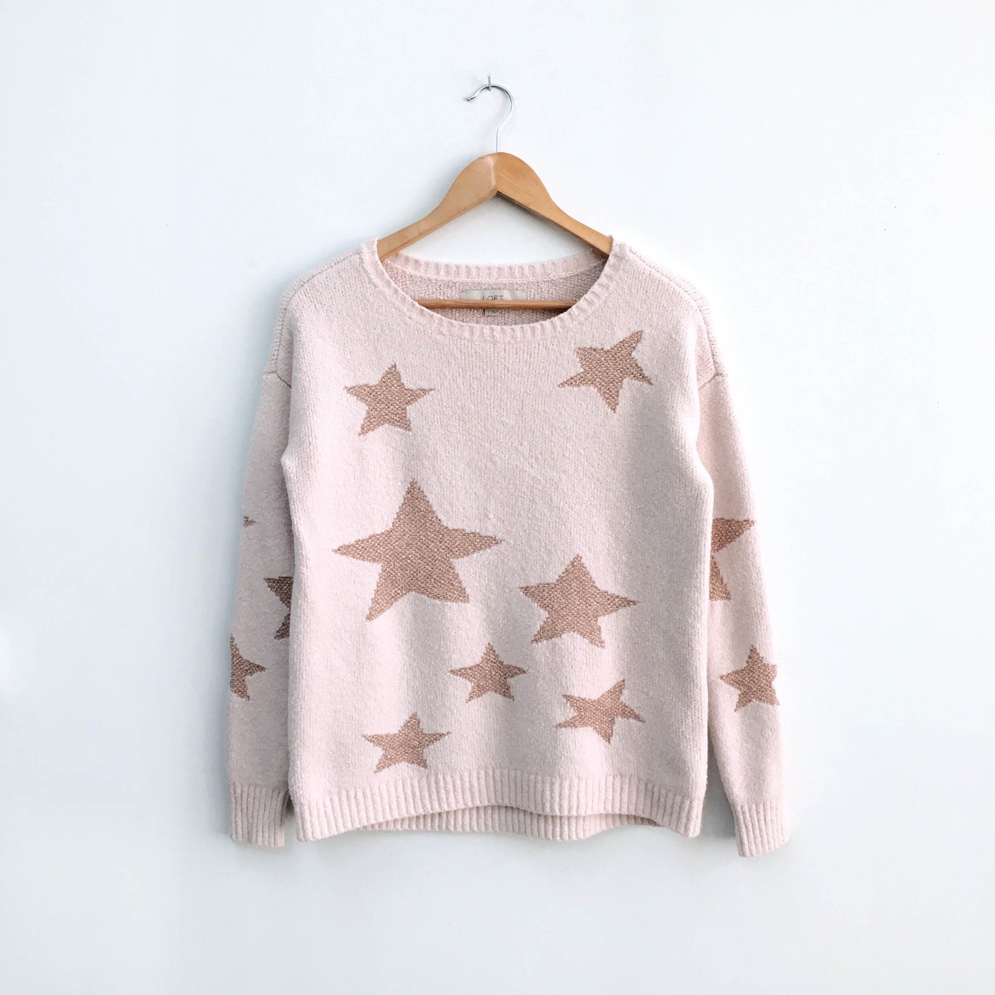 Ann Taylor Rose Gold Star Sweater - size Small