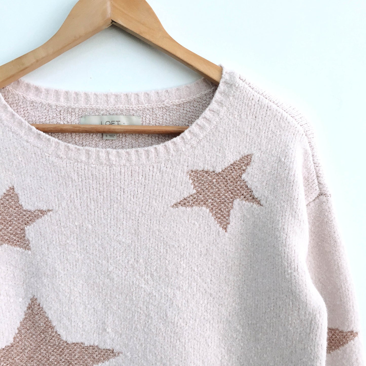 Ann Taylor Rose Gold Star Sweater - size Small