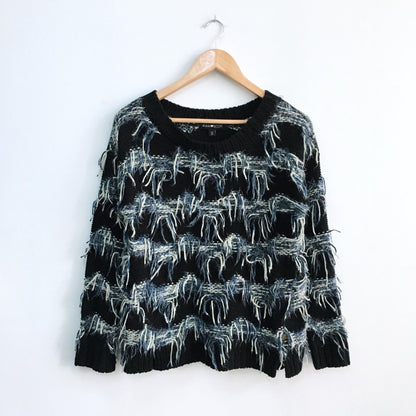 Anna Scott Rhoda Fringe Knit Pullover - size Medium