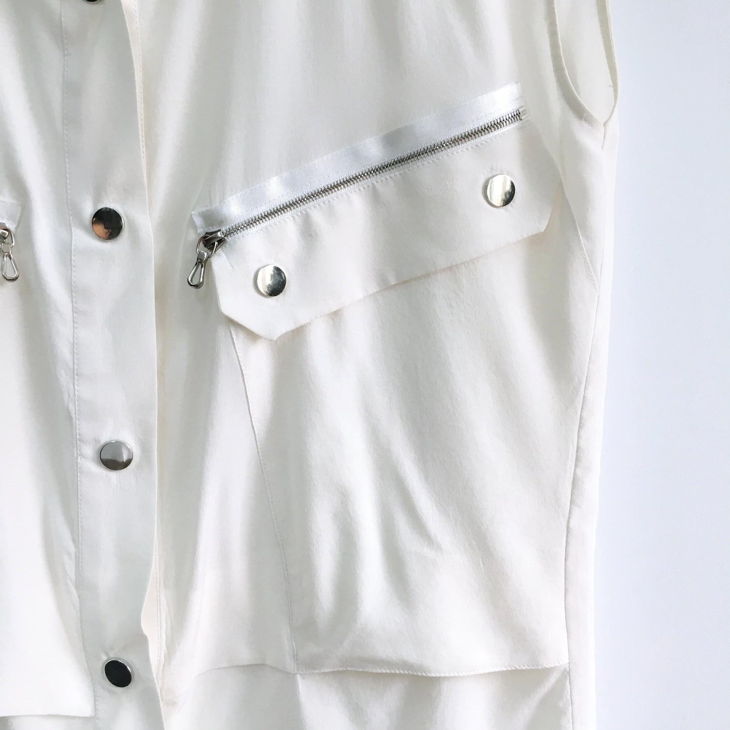 anthony vaccarello silk sleeveless utility blouse - size medium