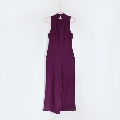 eva franco charley textured stretch knit high neck jumpsuit - size xs