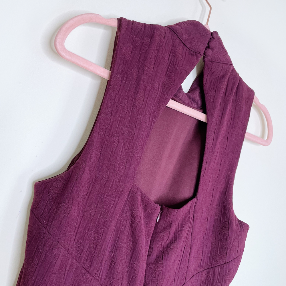 eva franco charley textured stretch knit high neck jumpsuit - size xs