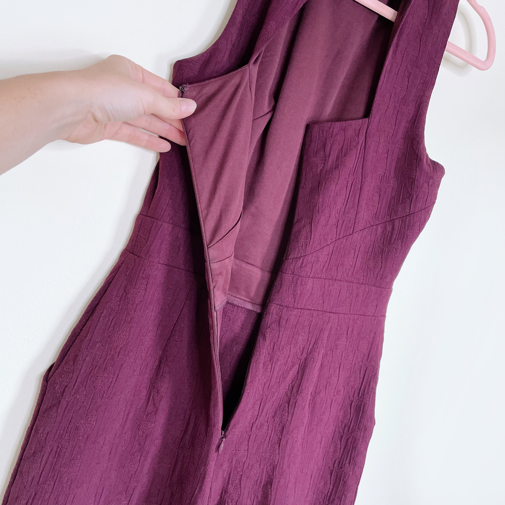 eva franco charley textured stretch knit high neck jumpsuit - size xs