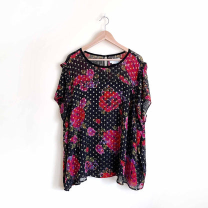 by anthropologie rose chiffon gold dot blouse - size 26W