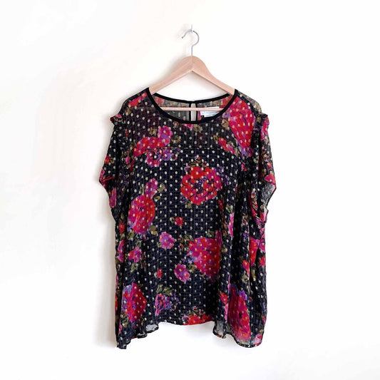 by anthropologie rose chiffon gold dot blouse - size 26W