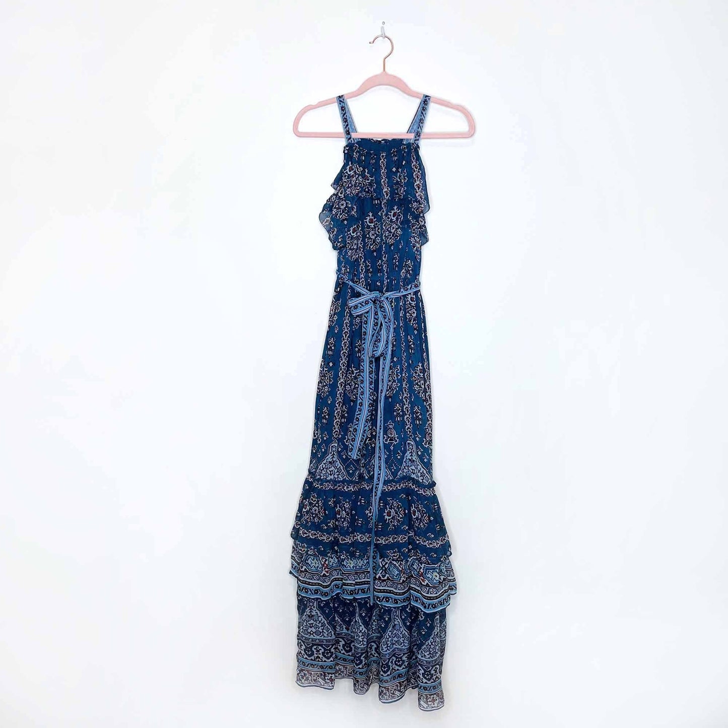 by anthropologie sasha ruffled boho maxi dress - size xs