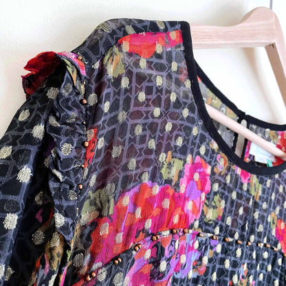 by anthropologie rose chiffon gold dot blouse - size 26W