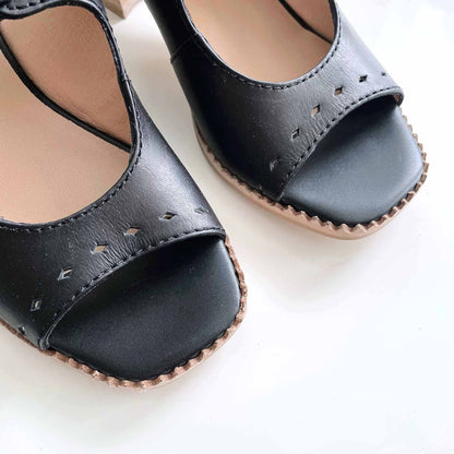 by anthropologie clara lace up open toe heeled sandals - size 36