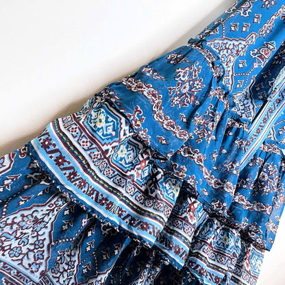 by anthropologie sasha ruffled boho maxi dress - size xs