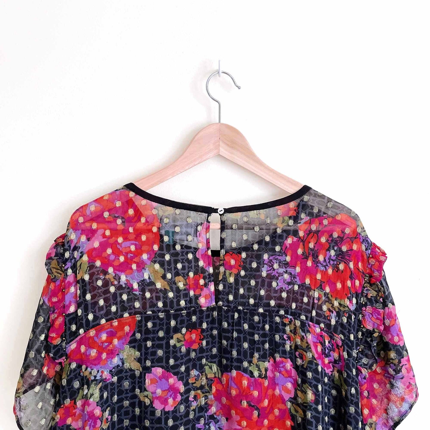 by anthropologie rose chiffon gold dot blouse - size 26W
