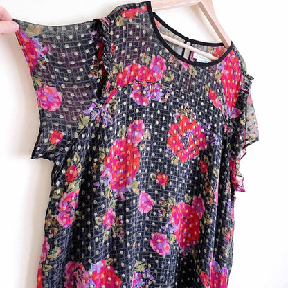 by anthropologie rose chiffon gold dot blouse - size 26W