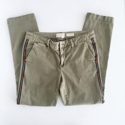 Anthropologie Relaxed Striped Chino in Moss - size 28