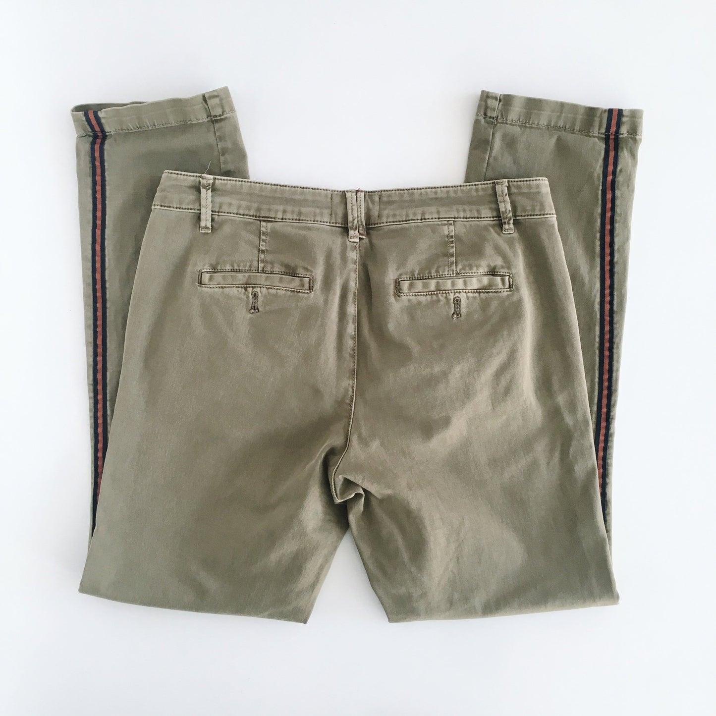 Anthropologie Relaxed Striped Chino in Moss - size 28