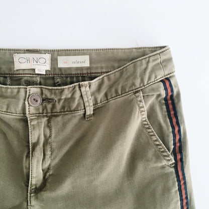 Anthropologie Relaxed Striped Chino in Moss - size 28