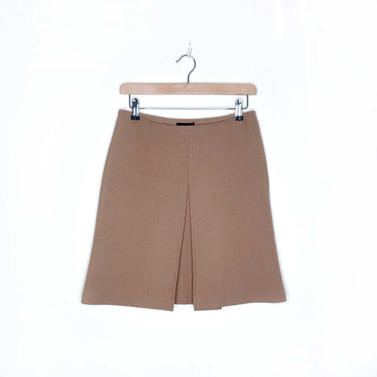 a.p.c. paris high waisted camel wool box pleat skirt - size 36