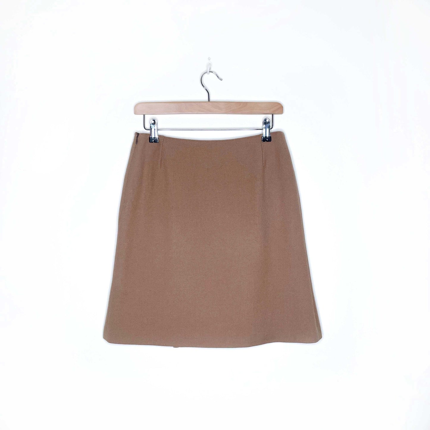 a.p.c. paris high waisted camel wool box pleat skirt - size 36