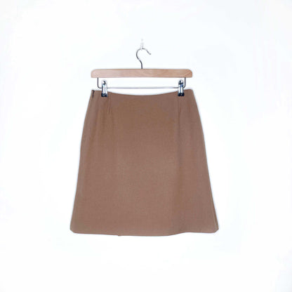 a.p.c. paris high waisted camel wool box pleat skirt - size 36