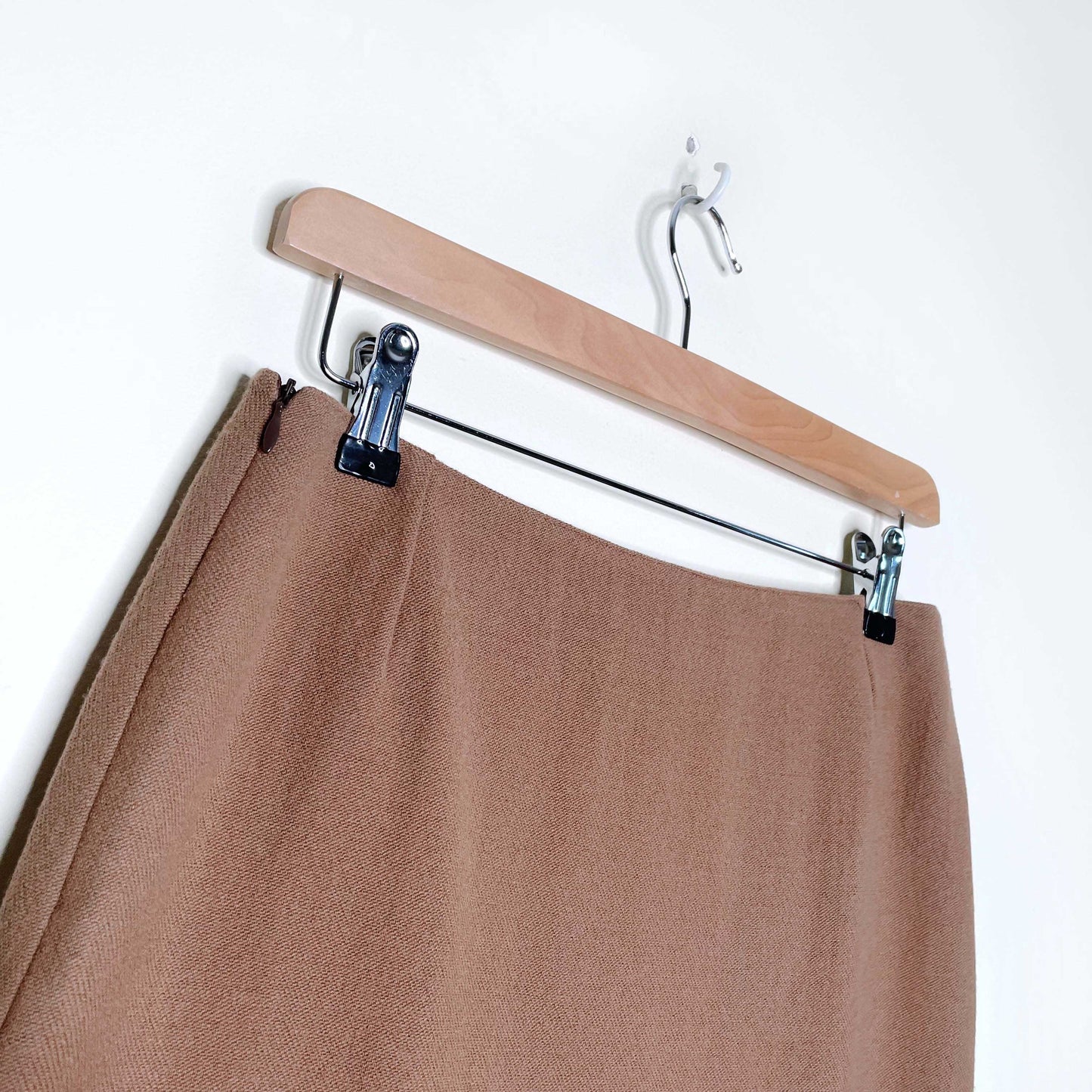 a.p.c. paris high waisted camel wool box pleat skirt - size 36