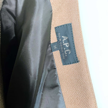 a.p.c. paris high waisted camel wool box pleat skirt - size 36