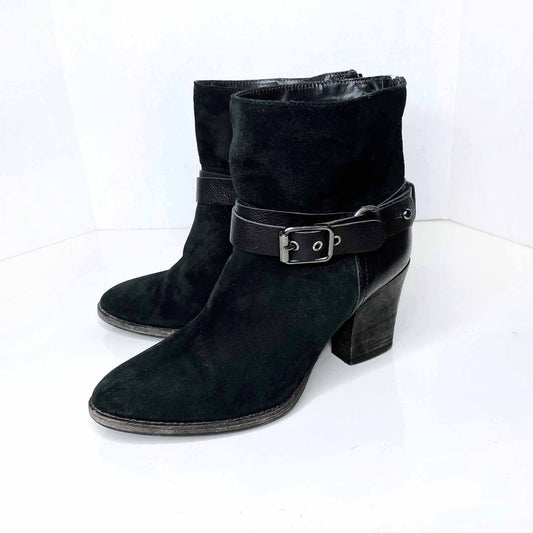 aquatalia heeled suede harness ankle boots - size 9
