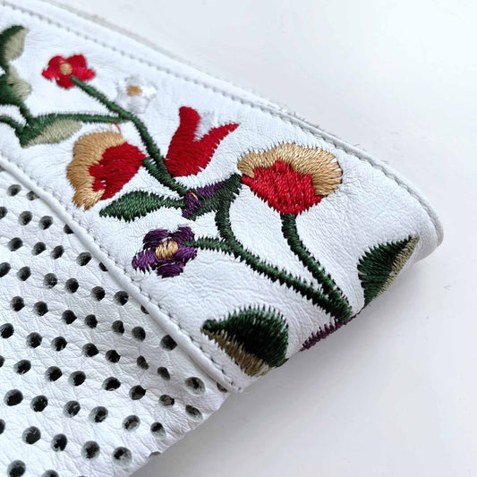 aquamarine embroidered leather boho sandals - size 38