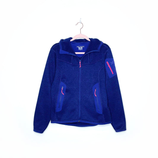 arc'teryx covert hooded zip up fleece cardigan sweater - size medium