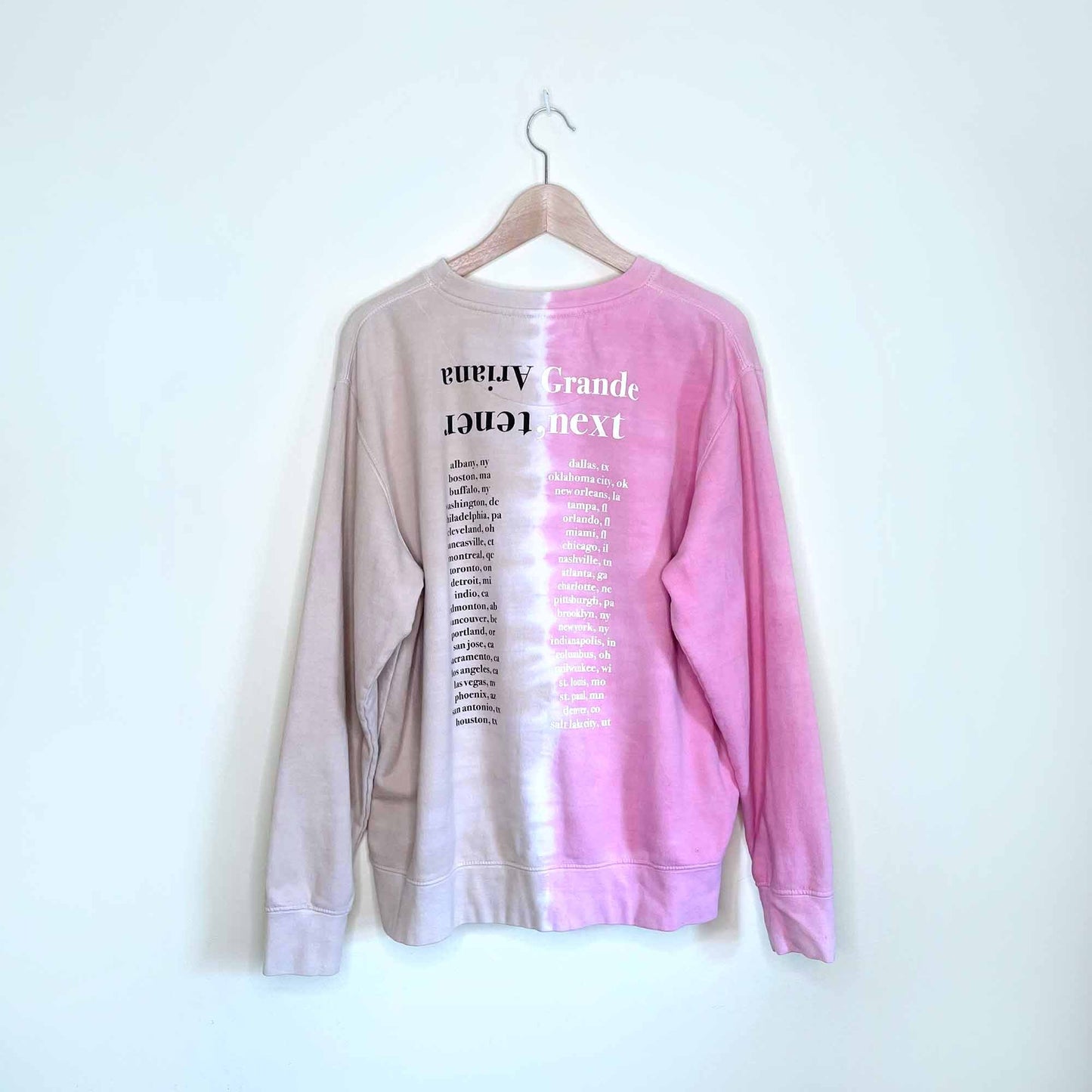 ariana grande sweet thank you tie dye tour sweatshirt - size large/xl