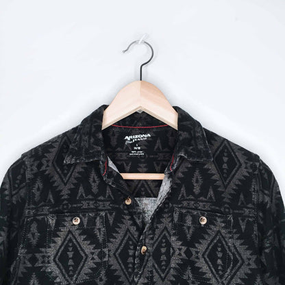 Arizona Jeans aztec navajo flannel button down shirt - size Youth Large
