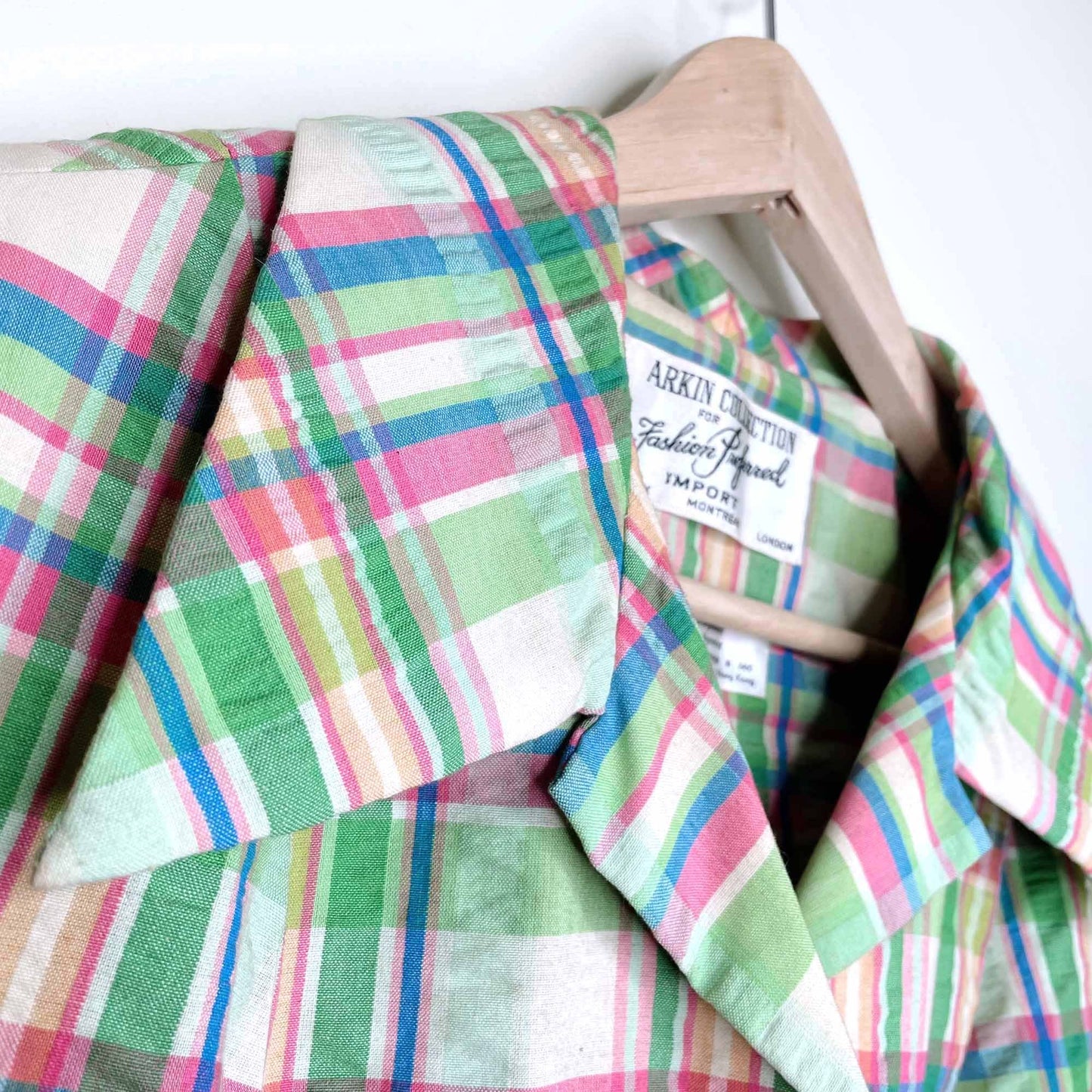 vintage arkin collection colourful plaid sleeveless buttondown shirt dress - size large