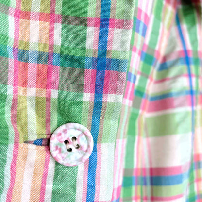 vintage arkin collection colourful plaid sleeveless buttondown shirt dress - size large