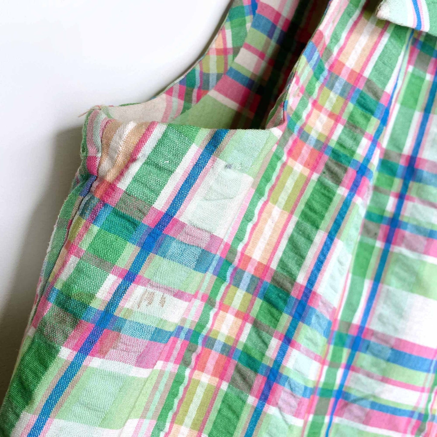 vintage arkin collection colourful plaid sleeveless buttondown shirt dress - size large