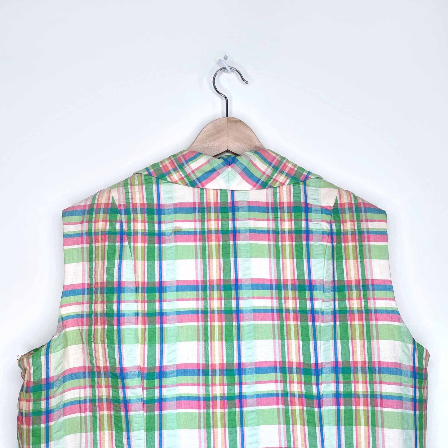 vintage arkin collection colourful plaid sleeveless buttondown shirt dress - size large