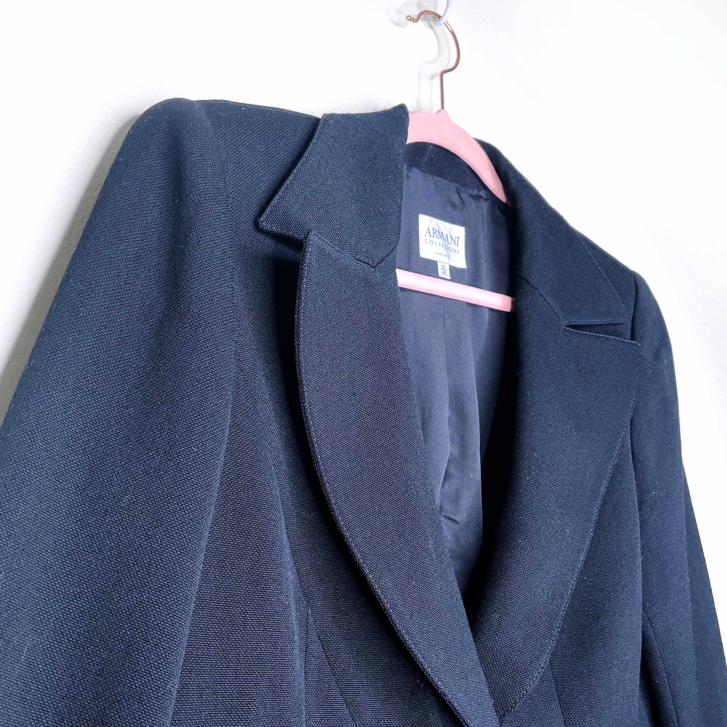 armani collezioni black one button fitted wool blazer - size 10