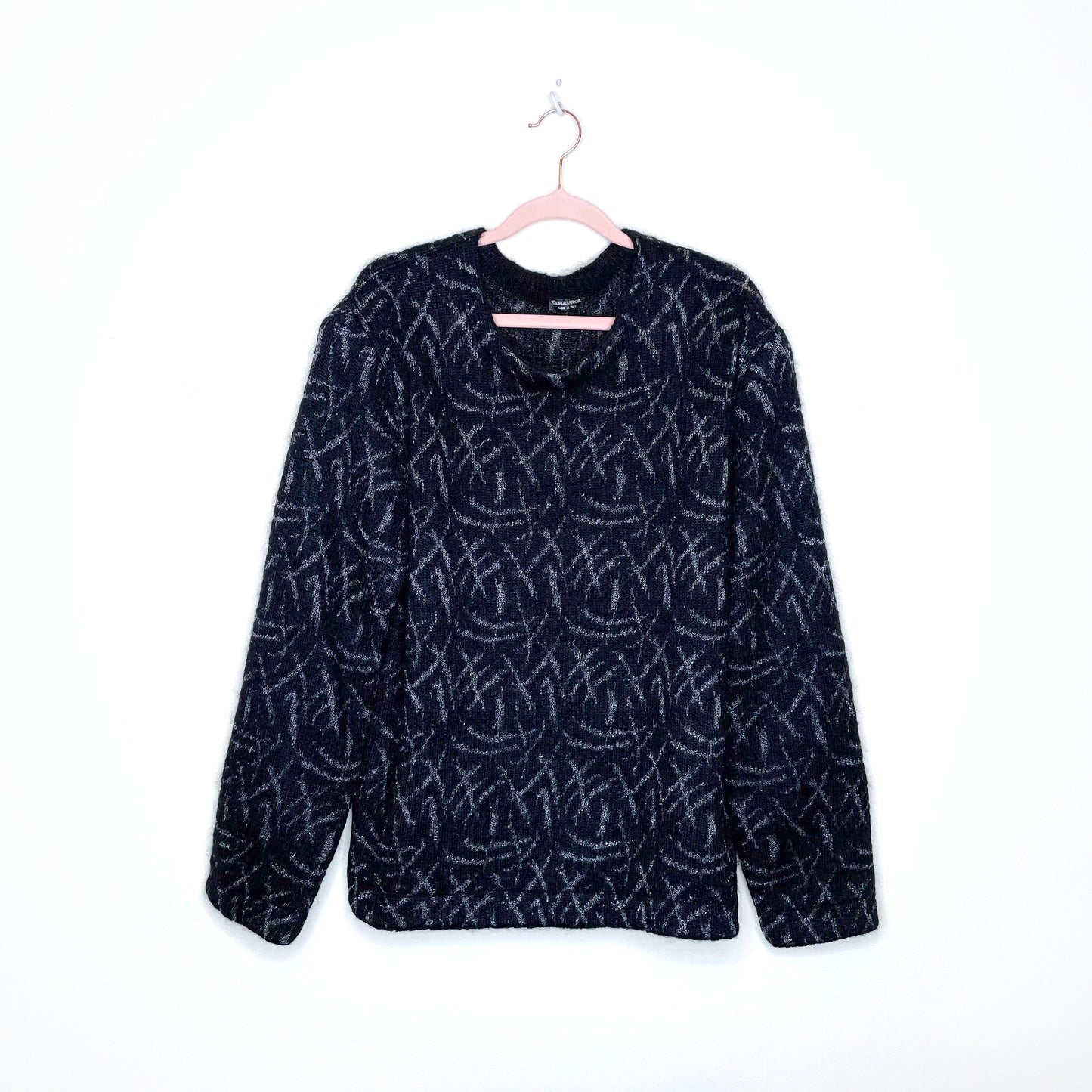 vintage giorgio armani black metallic sweater - size medium