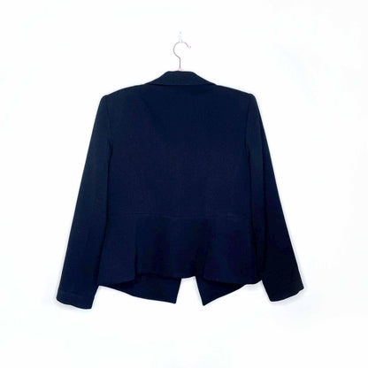 armani collezioni black one button fitted wool blazer - size 10