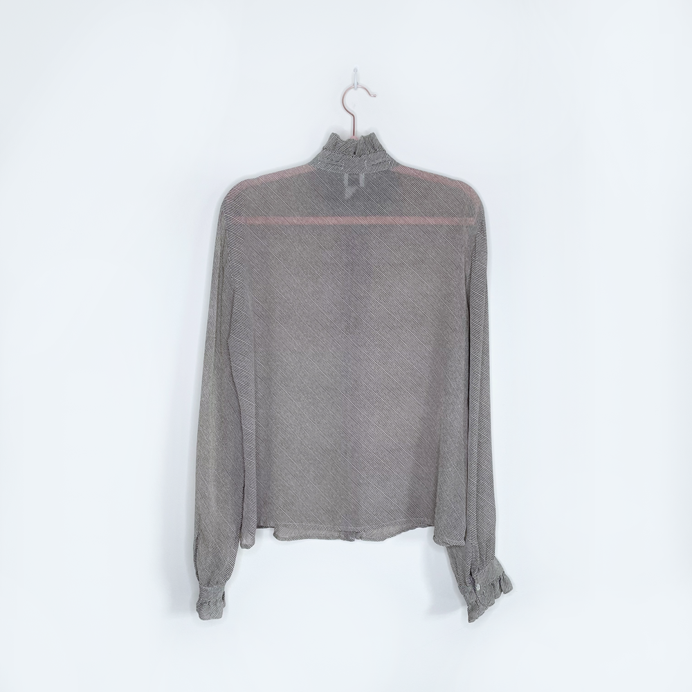 armani collezioni silk chiffon high ruffle neck blouse - size sm/med