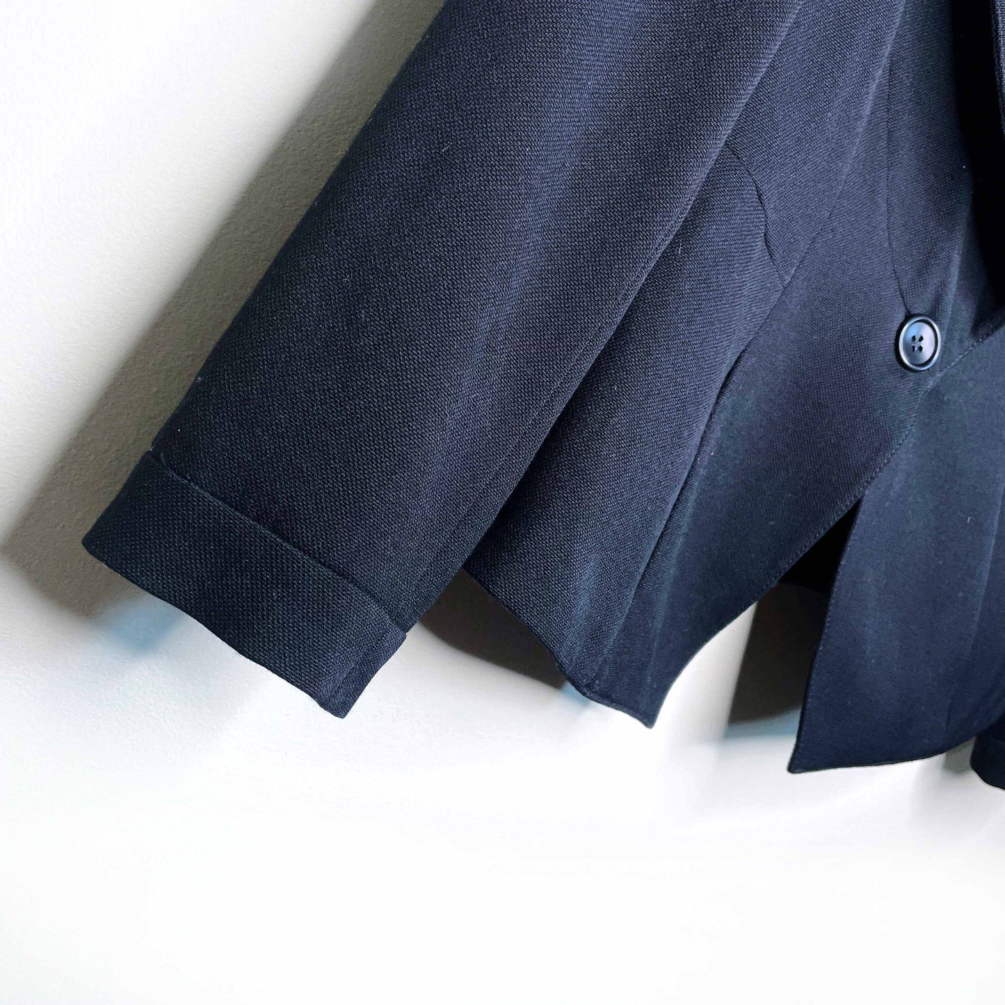 armani collezioni black one button fitted wool blazer - size 10