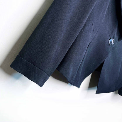 armani collezioni black one button fitted wool blazer - size 10