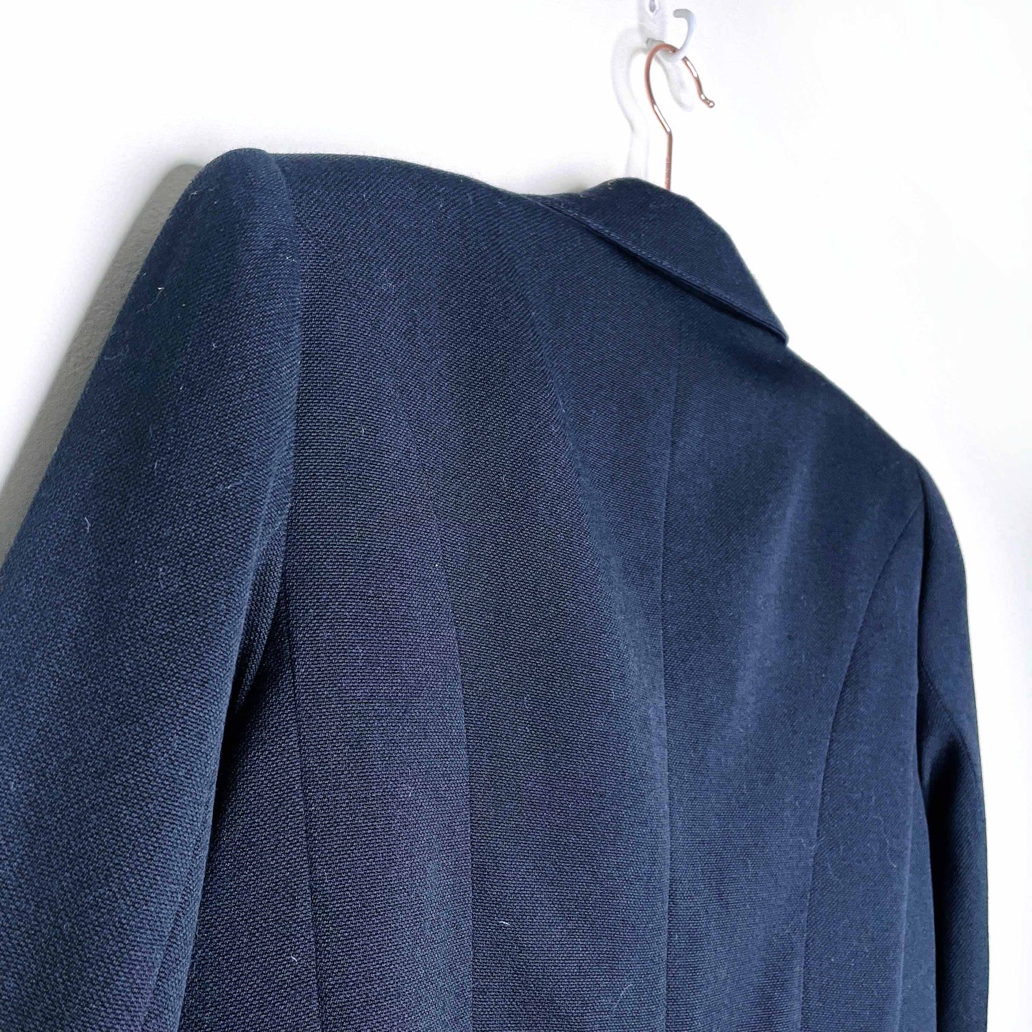 armani collezioni black one button fitted wool blazer - size 10
