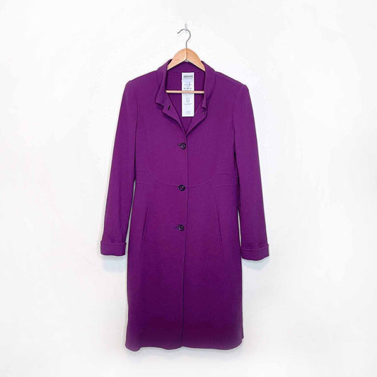 armani collezioni long wool light jacket - size 6