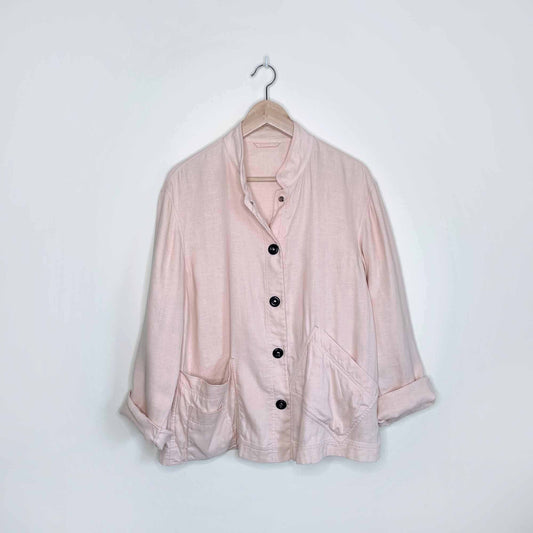 giorgio armani 100% linen snap button peach jacket - size 42