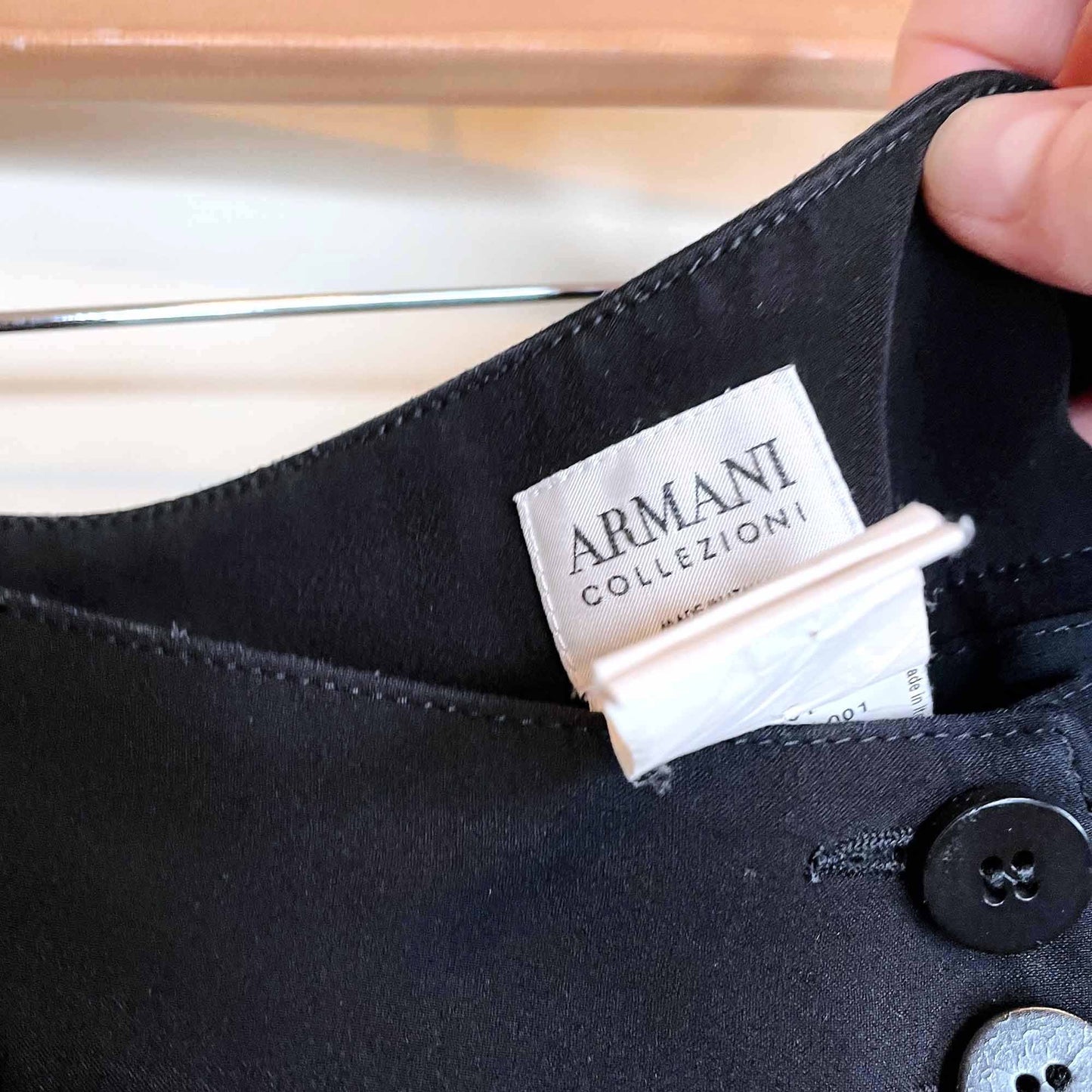 armani collezioni black high rise straight leg trouser - size 52