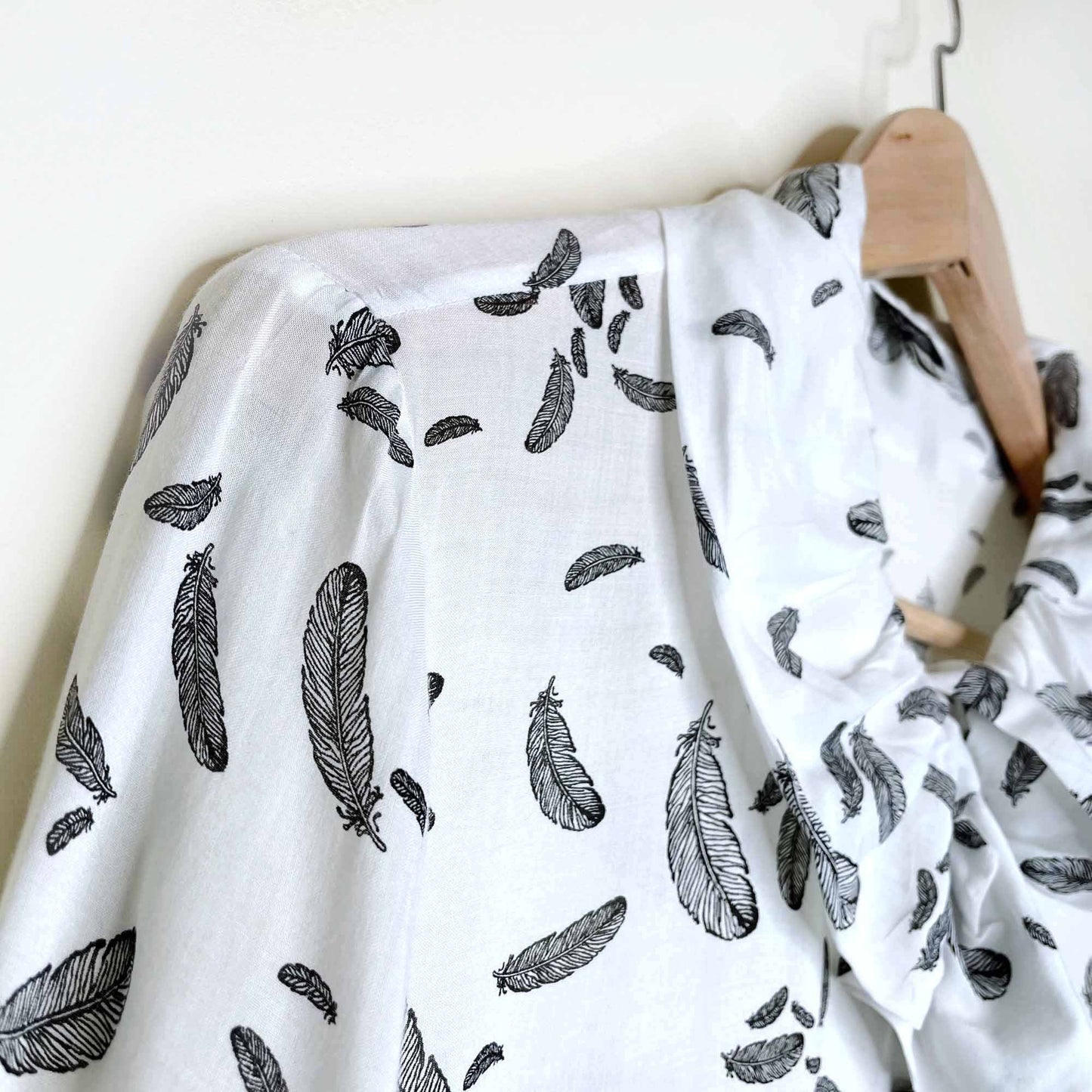 armani jeans ruffle collar drape feather button down blouse - size 8