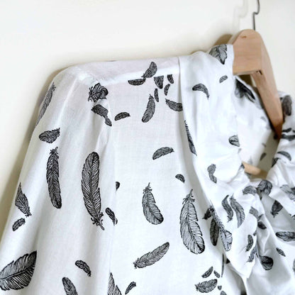 armani jeans ruffle collar drape feather button down blouse - size 8