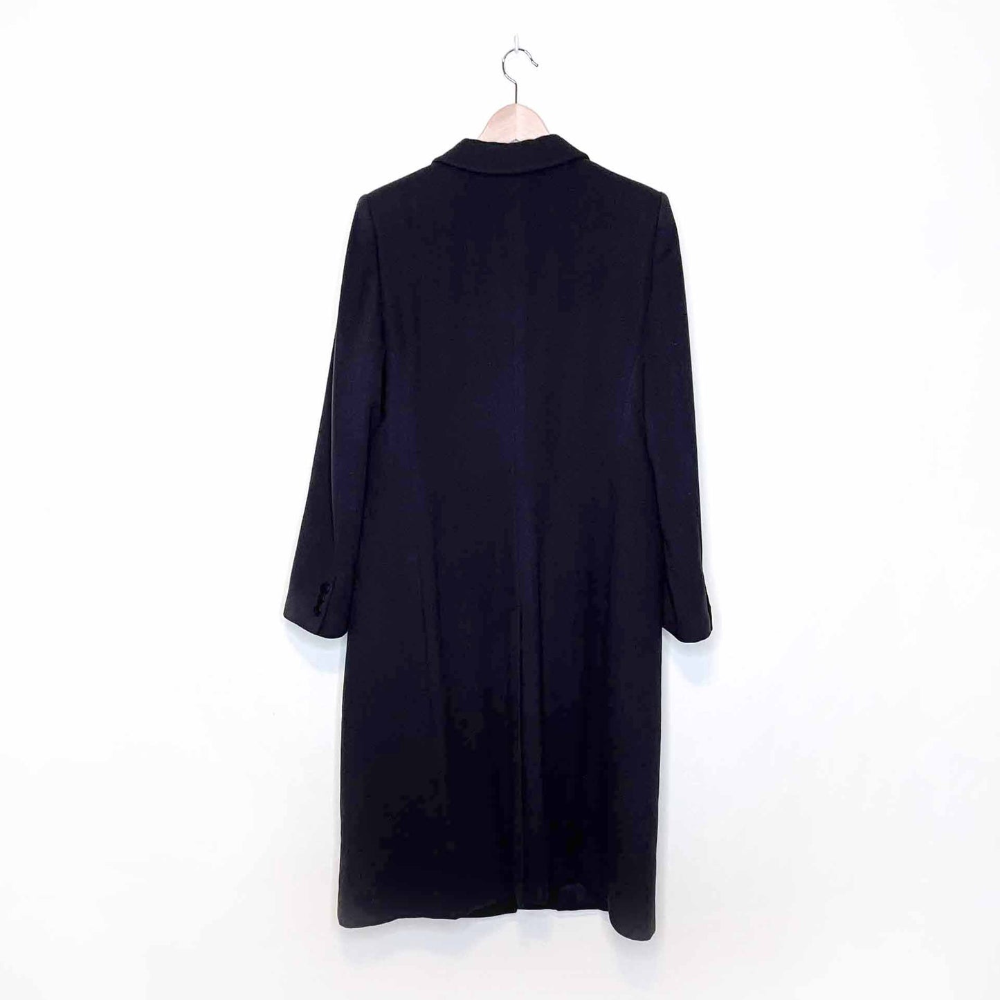 armani collezioni navy blue long wool overcoat - size 12